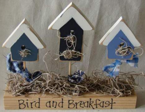 Triple Birdhouse on a Block with Verse