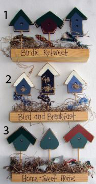 Triple Birdhouse on a Block with Verse